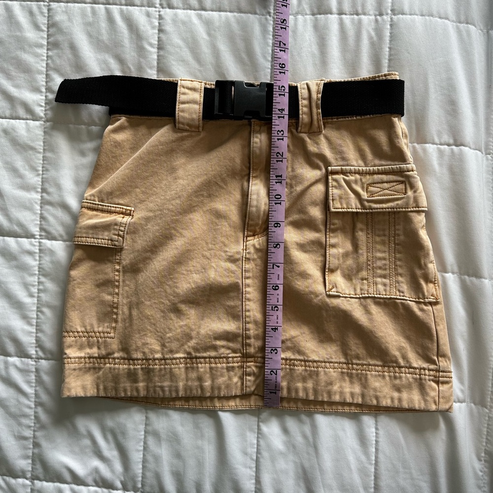 Tan Mini Cargo Skirt with Removable Black Belt